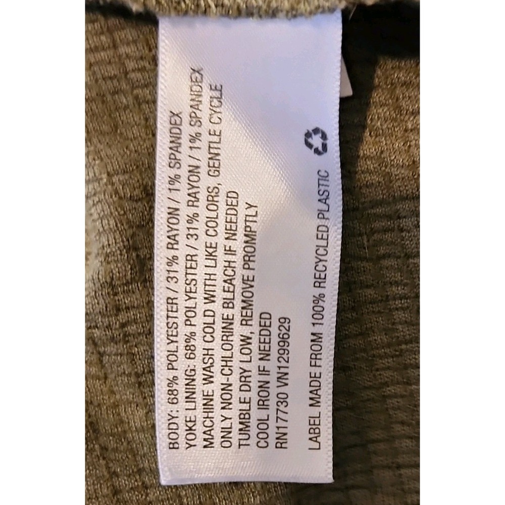 Knox Rose Green Waffle Knit V-Neck Button Front Shift Dress Knee Length M - Picture 6 of 9